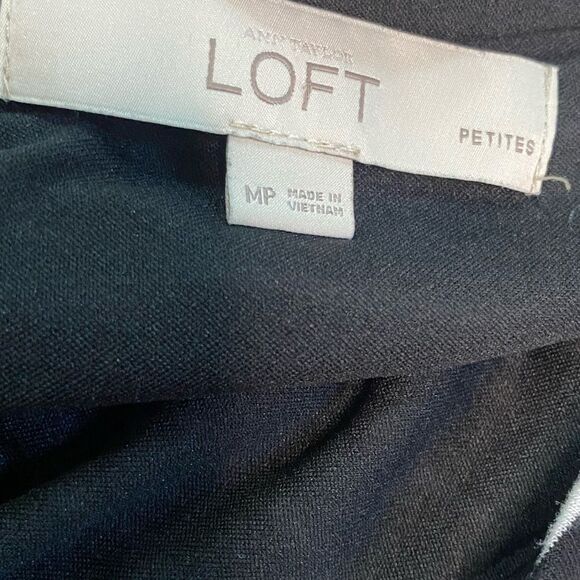 LOFT Black & White Striped Crossover Keyhole Back Sleeveless Mini Dress M Petite - Picture 7 of 10